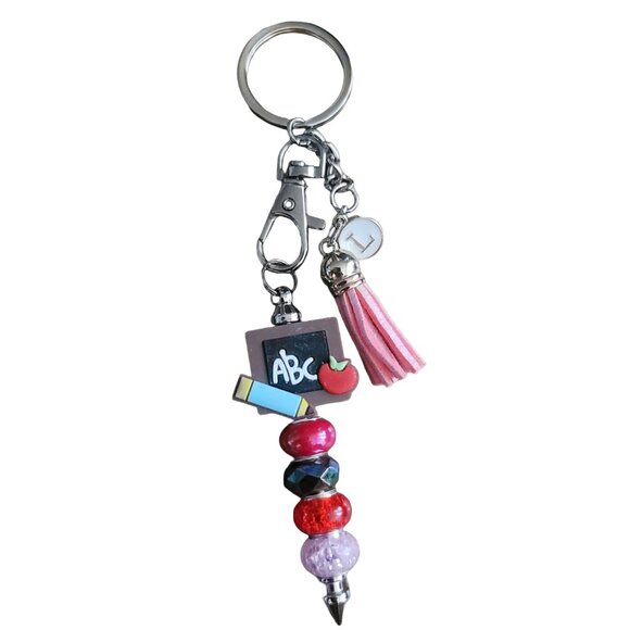Beaded Handcrafted Initial "L" Teacher Keychain/bag charm. Handcrafted.Brand new - Picture 5 of 5